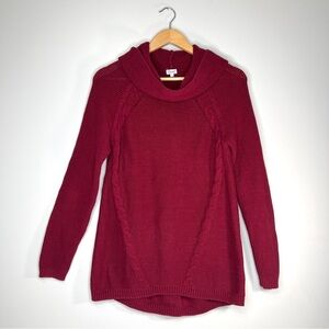 Kismet Deep Red Cowl Neck Knit Sweater Small Casual Knit Cottagecore Sweater